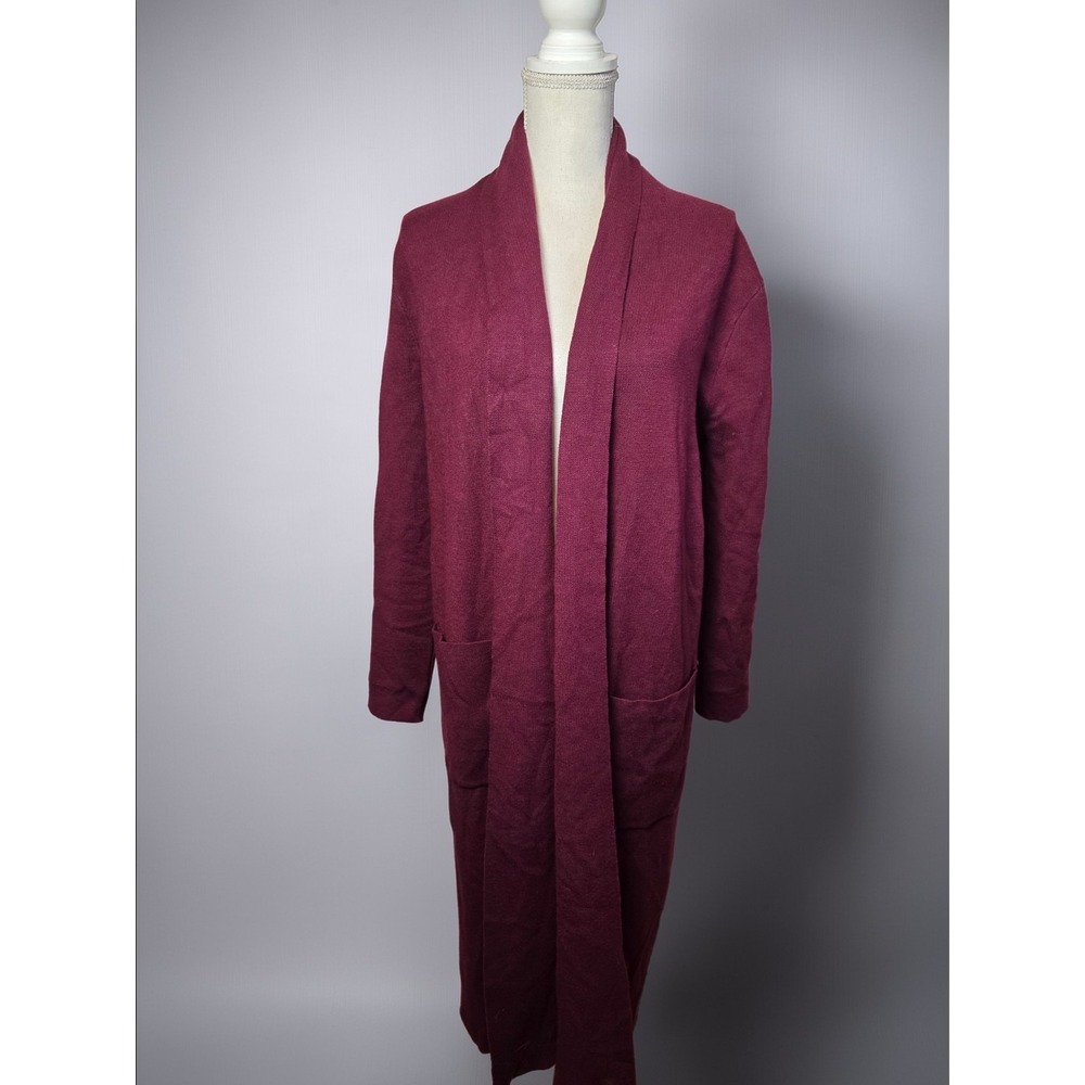 Maxsport Long Cardigan Duster Large Merlot Pockets Long Sleeve Knit‎ NWT